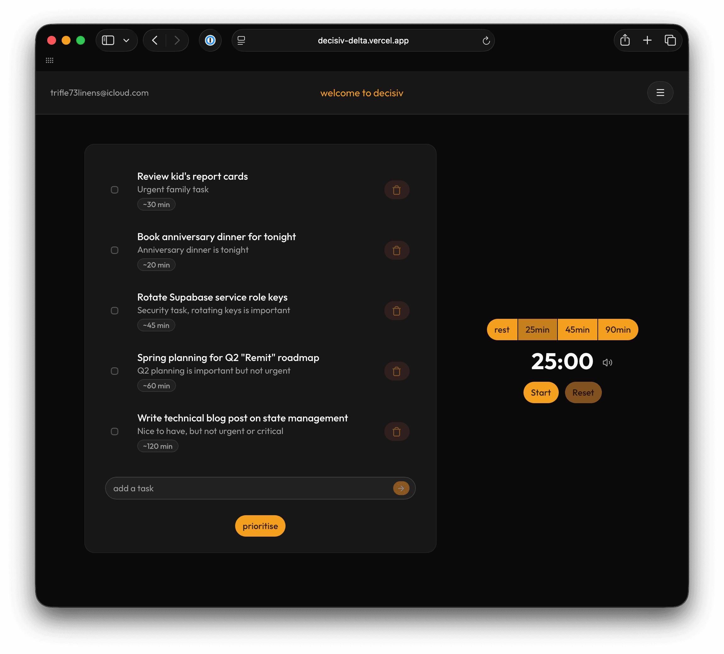 Decisiv — AI prioritisation view